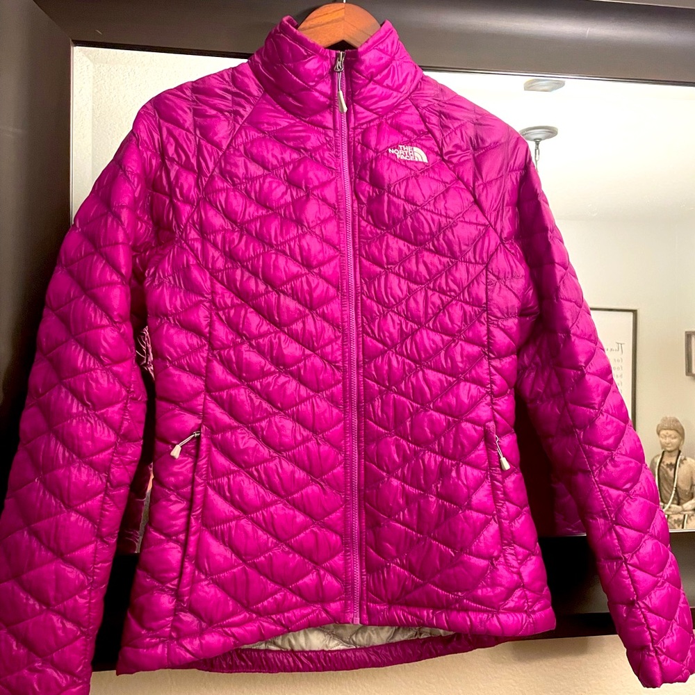 The North Face puffy jacket, orchid color, size small